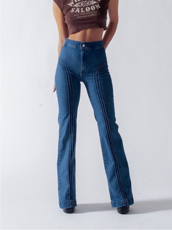 REVICE Denim - Revice Rollergirl Seam Detail Bareback Dark Wash High Rise Flare Jeans size 31